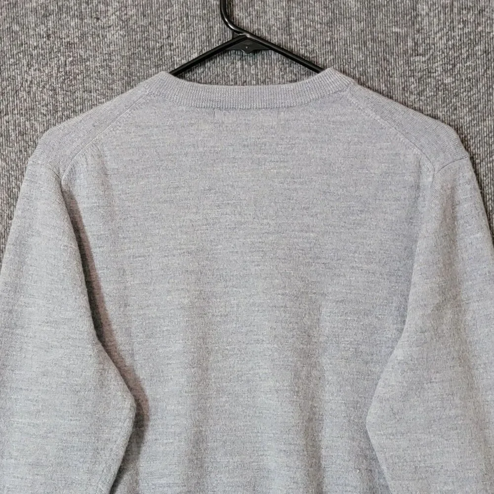 Daniel Bishop Sweater Mens M* Gray 100% Extra Fine Merino Wool V Neck Pullover